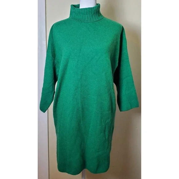 green turtleneck sweater dress The Shane Sweater Dress (Hunter Green) L